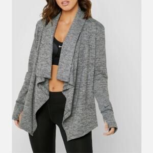 Nike Women's Yoga Draped Open Front Dri Fit Cardigan Heather Gray Size L